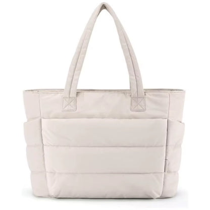 Women'S Bubble Tote Bag Cotton Padded Female Quilting Puffy Handbag Shoulder Shopper Solid Color Handle Bag Versatile Daily Bags